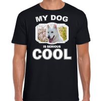 Witte herder honden t-shirt my dog is serious cool zwart voor heren - thumbnail