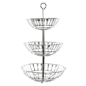 Items Fruitschaal - etagere - 3-laags - zilver - bestek patroon