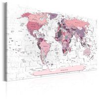 Schilderij - Wereldkaart , Roze grenzen - thumbnail
