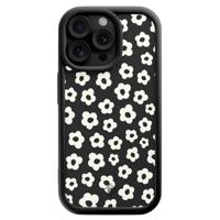 iPhone 15 Pro Max zwarte case - Retro bloempjes