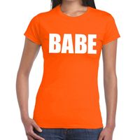 Babe tekst t-shirt oranje dames - thumbnail