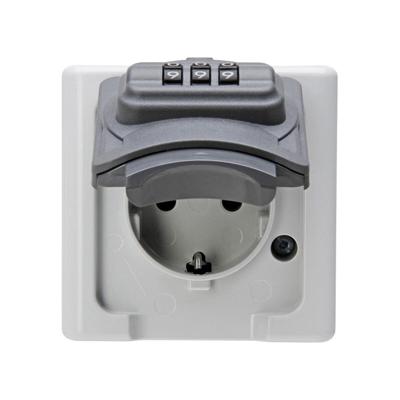 Waterdichte stekkerbasis Kopp Grijs Handmatig combinatieslot Met deksel Buitenkant Soort F
