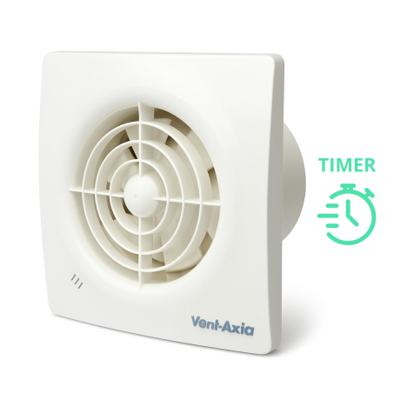 Stille Badkamerventilator Vent-Axia Supra - Ø 100 mm - Met Timer