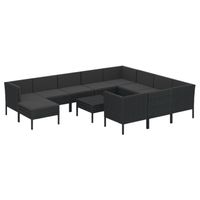 vidaXL 12-delige Loungeset met kussens poly rattan zwart