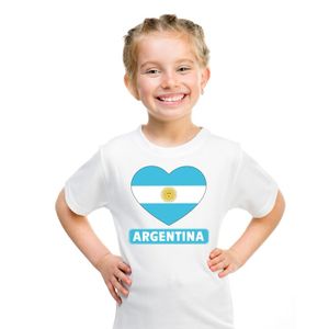 Argentinie hart vlag t-shirt wit jongens en meisjes