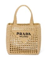 Prada petit sac cabas en raphia tressé - Tons neutres