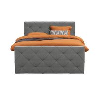 Boxspring met voetbord Liv geruit - lichtgrijs - 140x200 cm - slanke poot - Leen Bakker - thumbnail