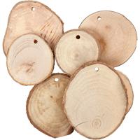 Creativ Company Houten schijven met gat, d 40-70 mm, gatgrootte 4 mm, dikte 5 mm, ca. 250 gr, 25 stuk/ 1 doos