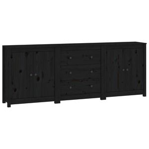 The Living Store Dressoir - Massief Grenenhout - 210 x 35 x 80 cm - Zwart