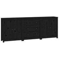 The Living Store Dressoir - Massief Grenenhout - 210 x 35 x 80 cm - Zwart