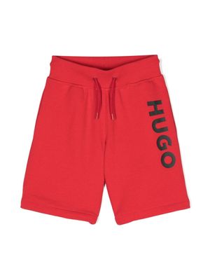 HUGO KIDS short de sport à logo imprimé - Rouge