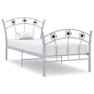 Bedframe met voetbaldesign metaal grijs 90x200 cm