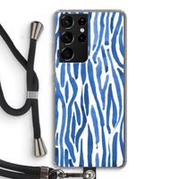 Blauwe nerven: Samsung Galaxy S21 Ultra Transparant Hoesje met koord