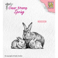 Nellie's Choice • spring clear stempels rabbit family 60x45mm