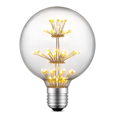 Edison Vintage LED filament lichtbron Globe - Helder - G95 Crystal - Retro LED lamp - 9.5/9.5/13.5cm - geschikt voor E27 fitting - 1W 100lm 2300K - warm wit licht