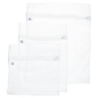 5Five Set van 3x stuks waszakjes/wasnetjes - wit - in 3 formaten - Wasgoed zakjes - BH zakjes