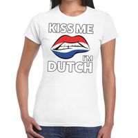 Kiss me I am Dutch wit fun-t shirt voor dames 2XL  - - thumbnail