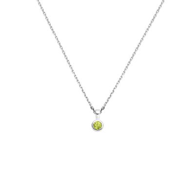 Collier Geboortesteen Peridoot Augustus 925 Zilver 41+4 cm