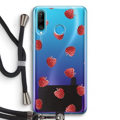 Framboosjes: Huawei P30 Lite Transparant Hoesje met koord