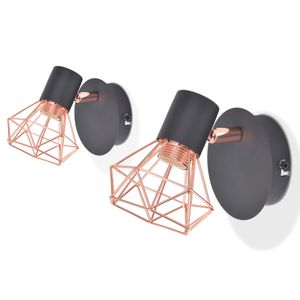 VidaXL Wandlamp e14 zwart en koper 2 st
