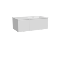 Storke Edge zwevend badmeubel 100 x 52 cm hoogglans wit met Mata asymmetrisch rechtse wastafel in solid surface mat wit - thumbnail