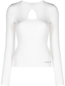 Patrizia Pepe t-shirt manches longues à logo strassé - Blanc