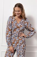 Studio Anneloes Les Leaves Top 13110 T-shirt Lange Mouw 1365 Carmamel/ink Blue