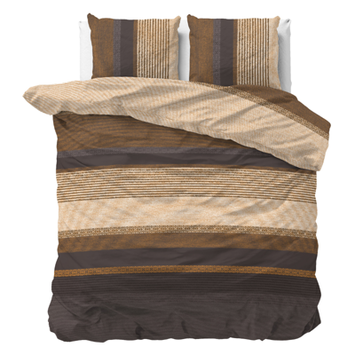 Dekbedovertrek Mareto Taupe Strepen 200x200 Cm Anti Allergie & Anti Huisstofmijt Sleeptime - Dekbed-Discounter.nl