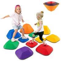 Balancerende Stenen voor Kinderen Stapelstenen Antislip Rivierstenen voor Binnen & Buiten Sensorisch Speelgoed Vanaf 3+ (Vierkant)