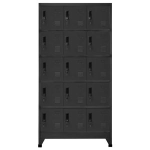 The Living Store Lockerkast Staal - 90 x 40 x 180 cm - Antraciet - 15 deuren