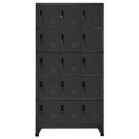 The Living Store Lockerkast Staal - 90 x 40 x 180 cm - Antraciet - 15 deuren - thumbnail