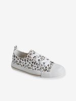 Stoffen decoratieve sneakers voor meisjes wit, bedrukt - thumbnail