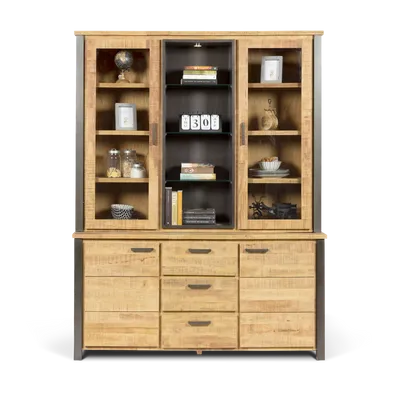 Vitrinekast (2 deuren) Steelwood - Seasoned Brown