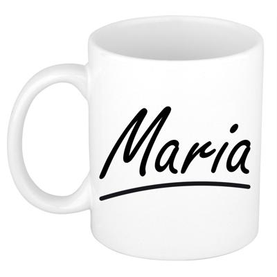 Maria Naam koffiemok - beker - met sierlijke letters - wit - 300 ml - Cadeau - Dames