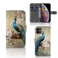 Telefoonhoesje | Met pasjeshouder | voor Apple iPhone 11 Vintage Pauwen