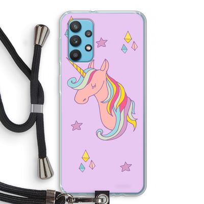Roze eenhoorn: Samsung Galaxy A32 4G Transparant Hoesje met koord