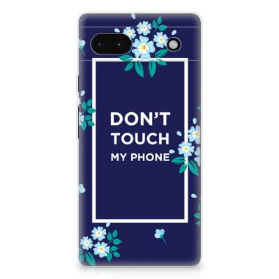 Google Pixel 6A Silicone-hoesje Flowers Blue DTMP Google Pixel 6A Silicone-hoesje Flowers Blue DTMP