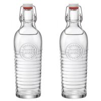 Set van 2x stuks glazen beugelflessen/weckflessen transparant met beugeldop 1,2 liter - Decoratieve flessen - thumbnail