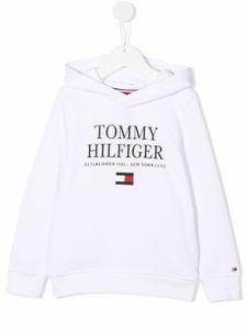 Tommy Hilfiger Junior hoodie en coton biologique à logo imprimé - Blanc