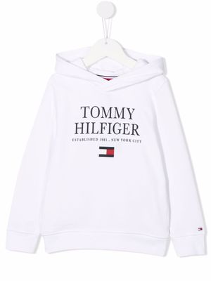 Tommy Hilfiger Junior hoodie en coton biologique à logo imprimé - Blanc