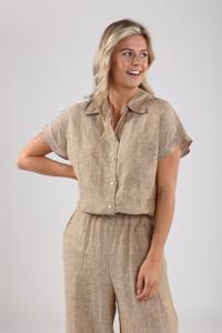 Nukus Julietta Top Melange T-shirt Korte Mouw 42 Dark Sand