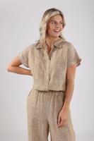 Nukus Julietta Top Melange T-shirt Korte Mouw 42 Dark Sand