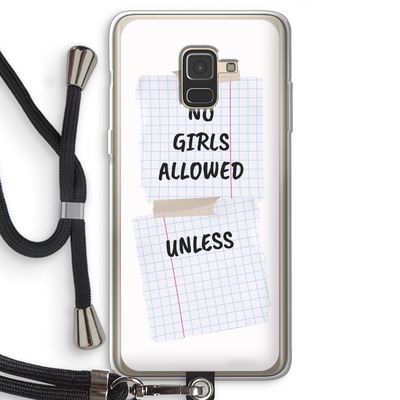 No Girls Allowed Unless: Samsung Galaxy A8 (2018) Transparant Hoesje met koord