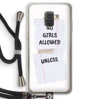 No Girls Allowed Unless: Samsung Galaxy A8 (2018) Transparant Hoesje met koord