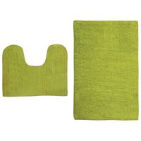 MSV Badkamerkleedje/badmatten set - voor op de vloer - lime/appel groen - 45 x 70 cm/45 x 35 cm - Badmatjes - thumbnail