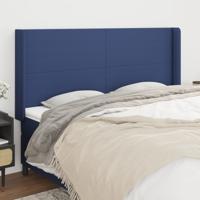 Hoofdbord met randen 183x16x118/128 cm stof blauw