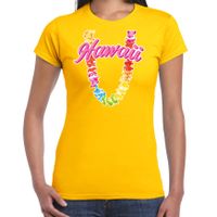 Hawaii slinger t-shirt geel voor dames - thumbnail