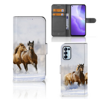 OPPO Find X3 Lite Telefoonhoesje met Pasjes Paarden - thumbnail