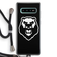 Angry Bear (black): Samsung Galaxy S10 Plus Transparant Hoesje met koord