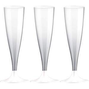 Champagneglazen/flutes - set 30x - kunststof - 140 ml - herbruikbaar - witte voet